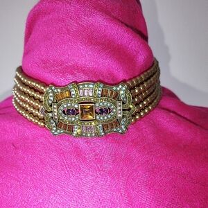 Heidi Daus Beaded Choker with Ornate Center